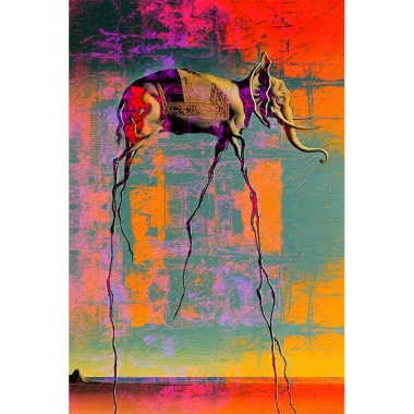 Salvador Dali Olifant in kleur schilderij