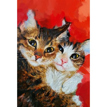Selfie katten schilderij