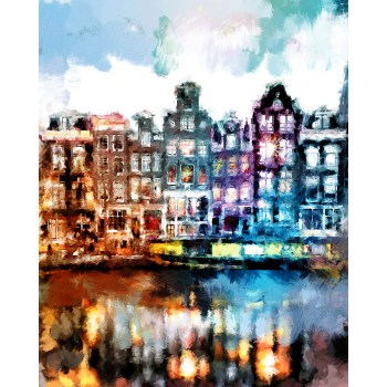 Amsterdam vrolijke kleuren schilderij 
