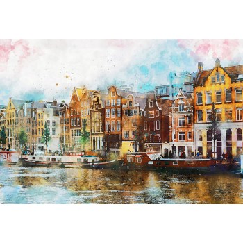 Amsterdam  vrolijke kleuren schilderij 
