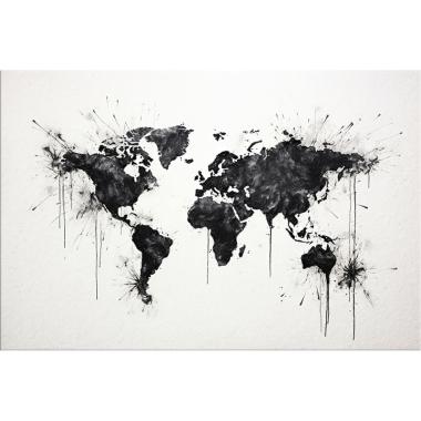 Wereldkaart zwart wit