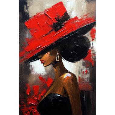 Schilderij Vrouw met rode hoed