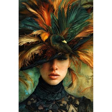 Vrouw met veren hoed