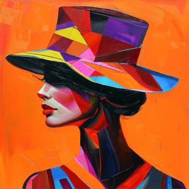 Vrouw met oranje hoed 
