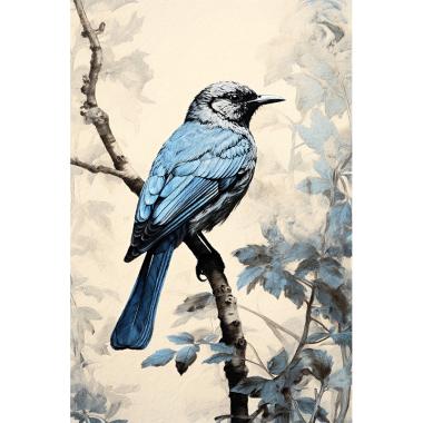 blauwe vogel op een tak