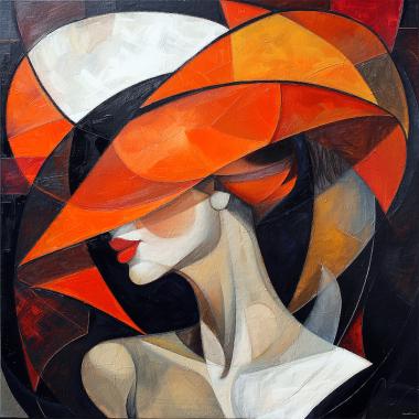 Vrouw met oranje hoed 