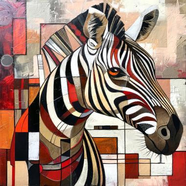 Kubisme Zebra schilderij