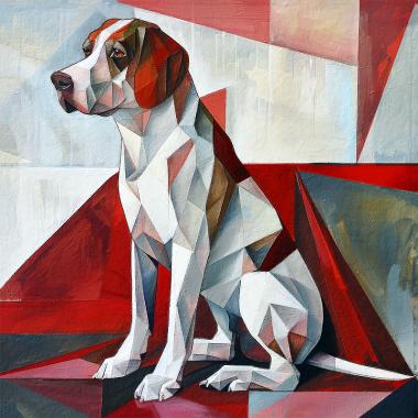 Kubisme Hond schilderij