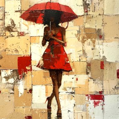 Vrouw met Rode Paraplu