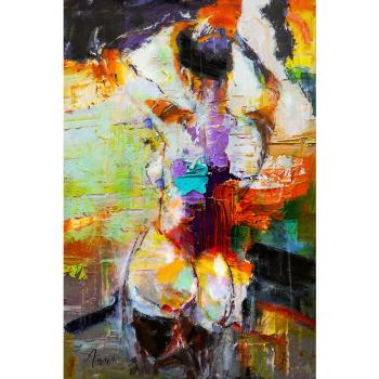 Vrouw schilderij in kleurrijk 