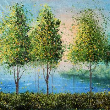 Groene bomen schilderij kopen online 