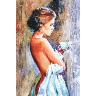 Vrouw schilderij in kleurrijk 