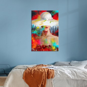 Vrouw met hoed schilderij kopen