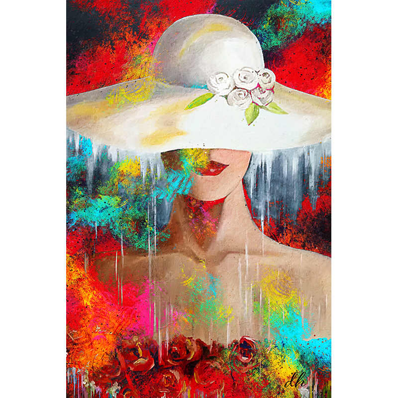 Vrouw met hoed schilderij kopen